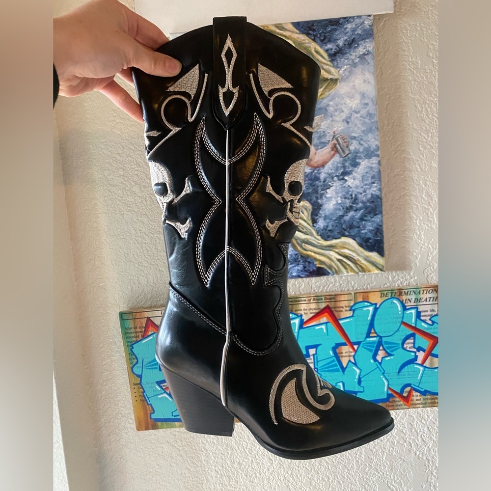 Dolls Kill Ryder Skull cowboy boots